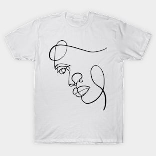 Women face minimalistic one line art T-Shirt